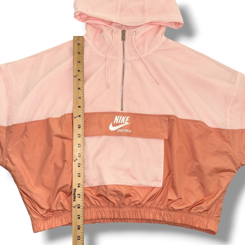 Nike Sportswear Women's M Pink Colorblock Mesh Cropped Windbreaker Half Zip - Picture 2 of 8